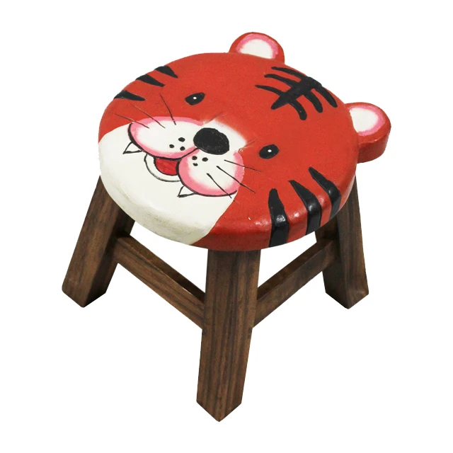 Non-Toxic Color Craved Animal Kids Wooded Stool - B215 199 Wood Carved Stool Tiger from Thailand