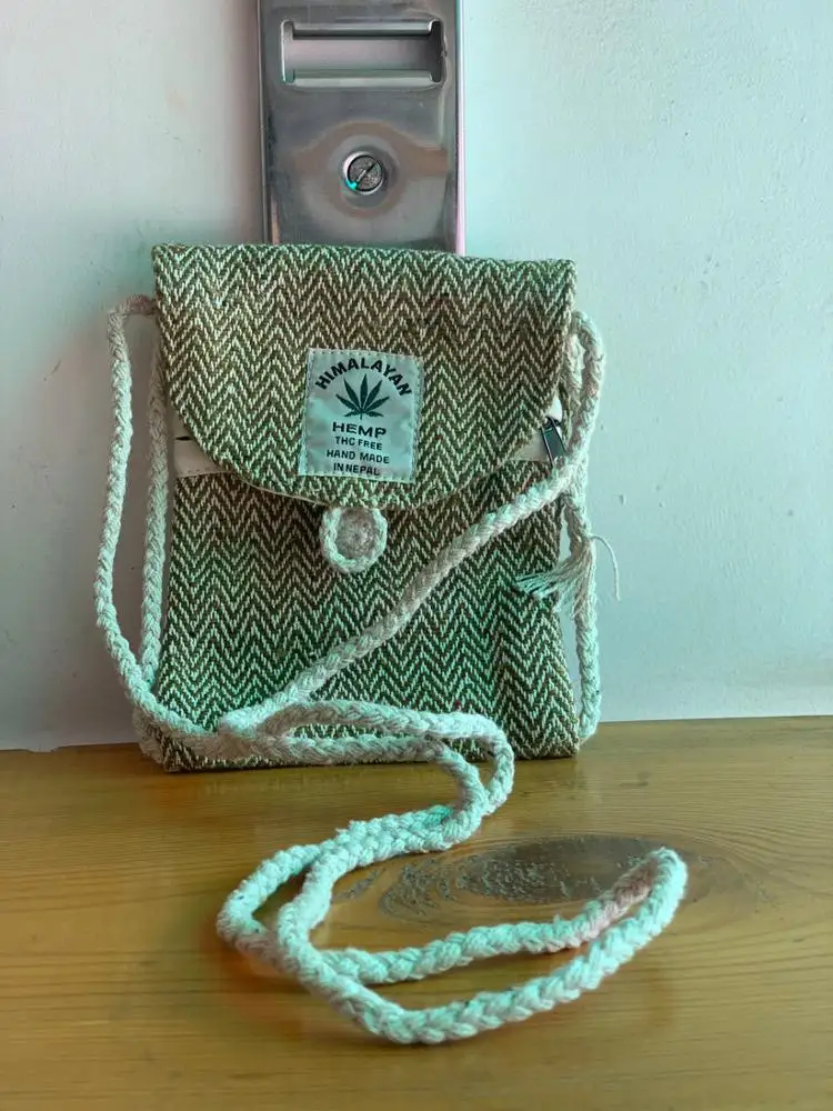 Hemp organic side bag/ Passport side bag/100 % hemp PP bag