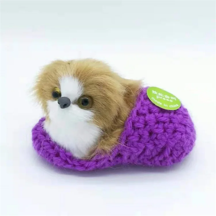 Simulation Animal Mini Plush Dog Knitting Slippers Lifelike Dog Plush Toy Custom Plush Dog Toy