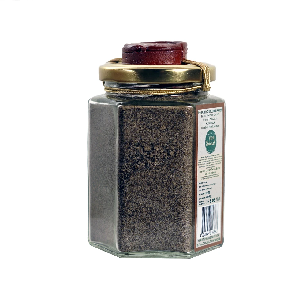 High Quality Wholesale One Year Warranty Glass Jar Premium Crushed Black Pepper Origin From Sri Lanka