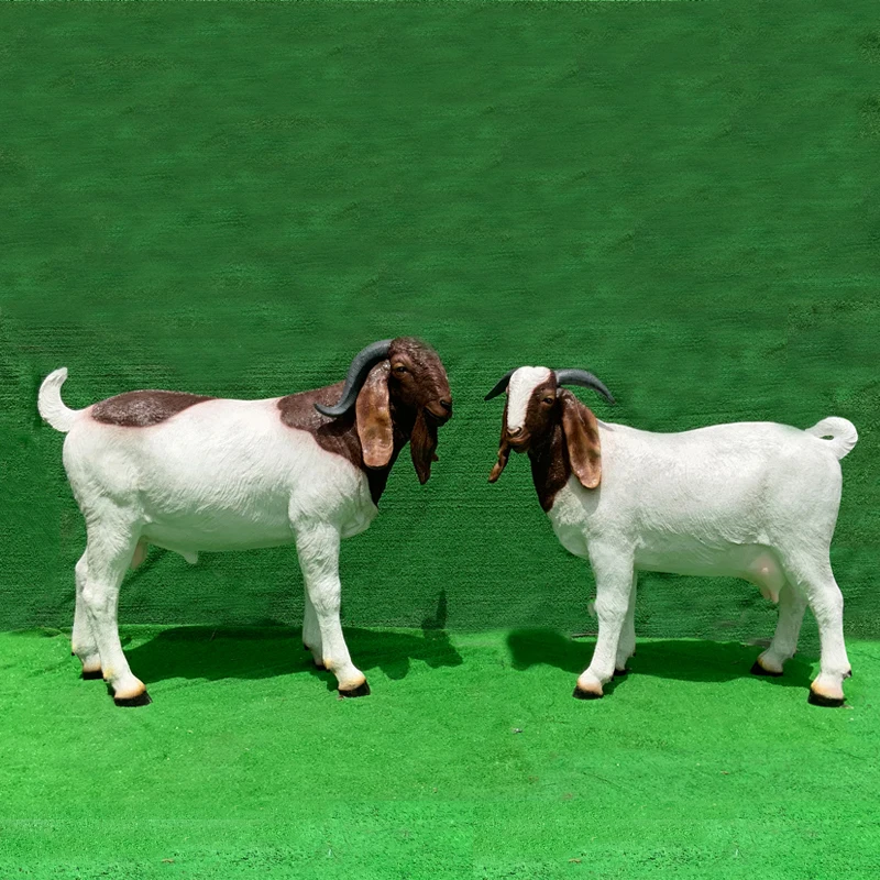 Hot - selling Zoo garden decorative life size resin animal figurines statue outdoor custom resin art sculptures goat statues