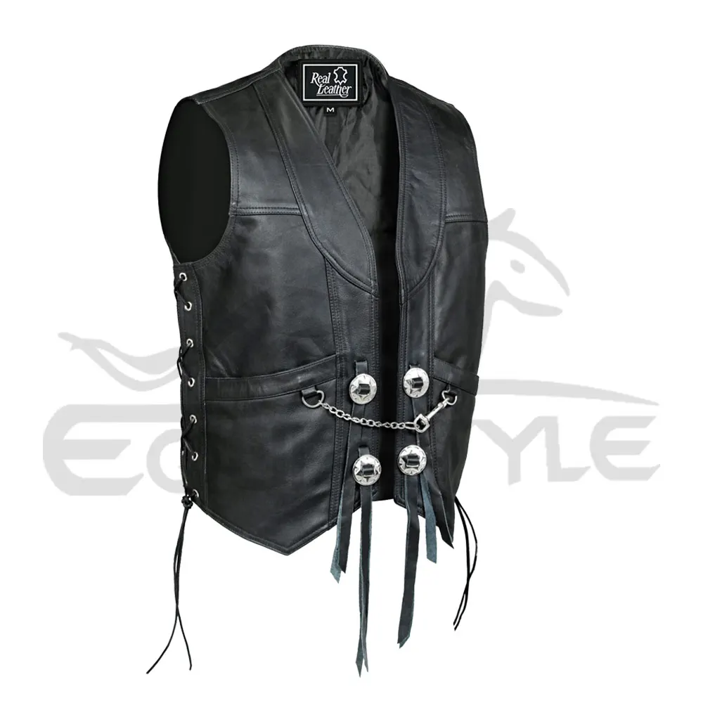 Motorcycle Vest Customized Design Real Cowhide Leather Vest Super Fitted XL Size Personalize Wholesale Multi pocket Moto Vest