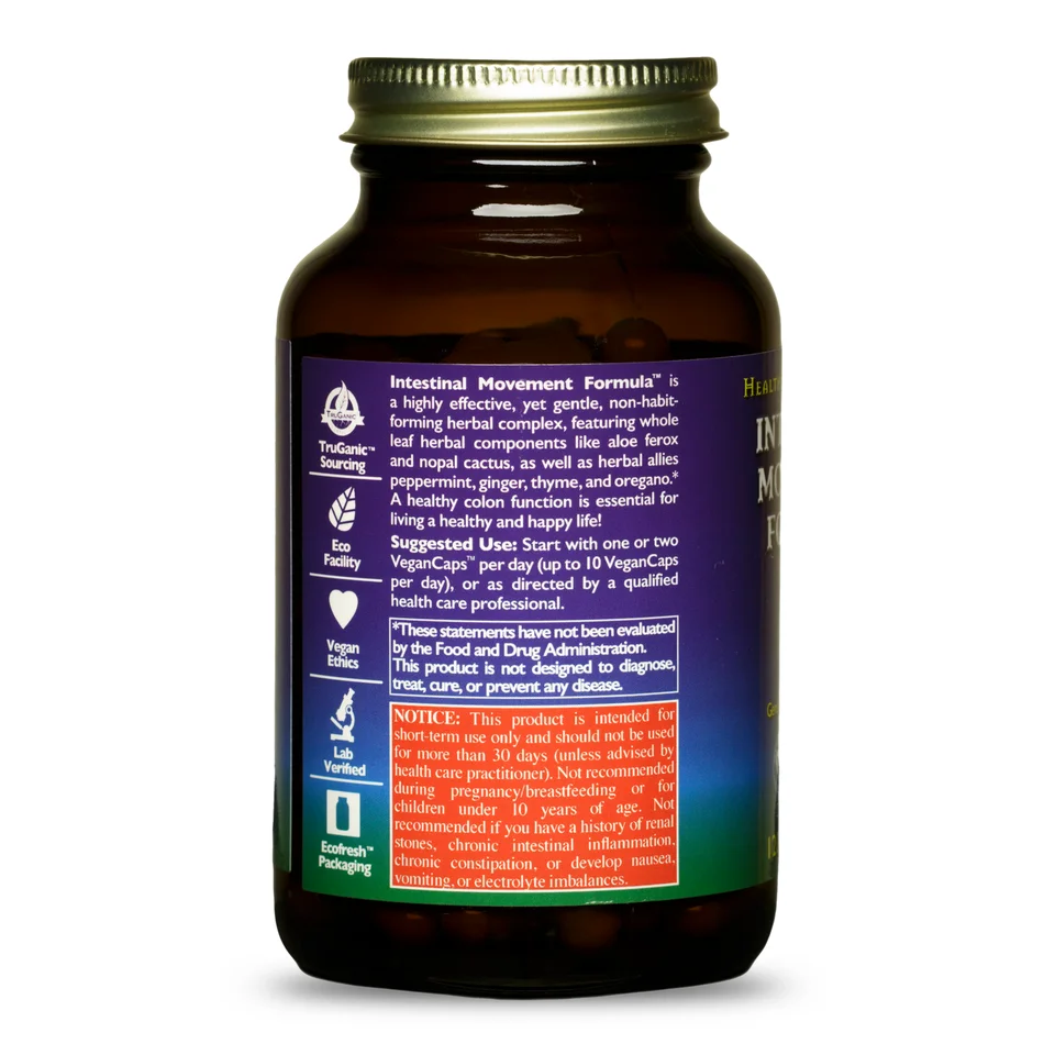 
Intestinal Movement Formula 120 Count VeganCaps Health Supplement 