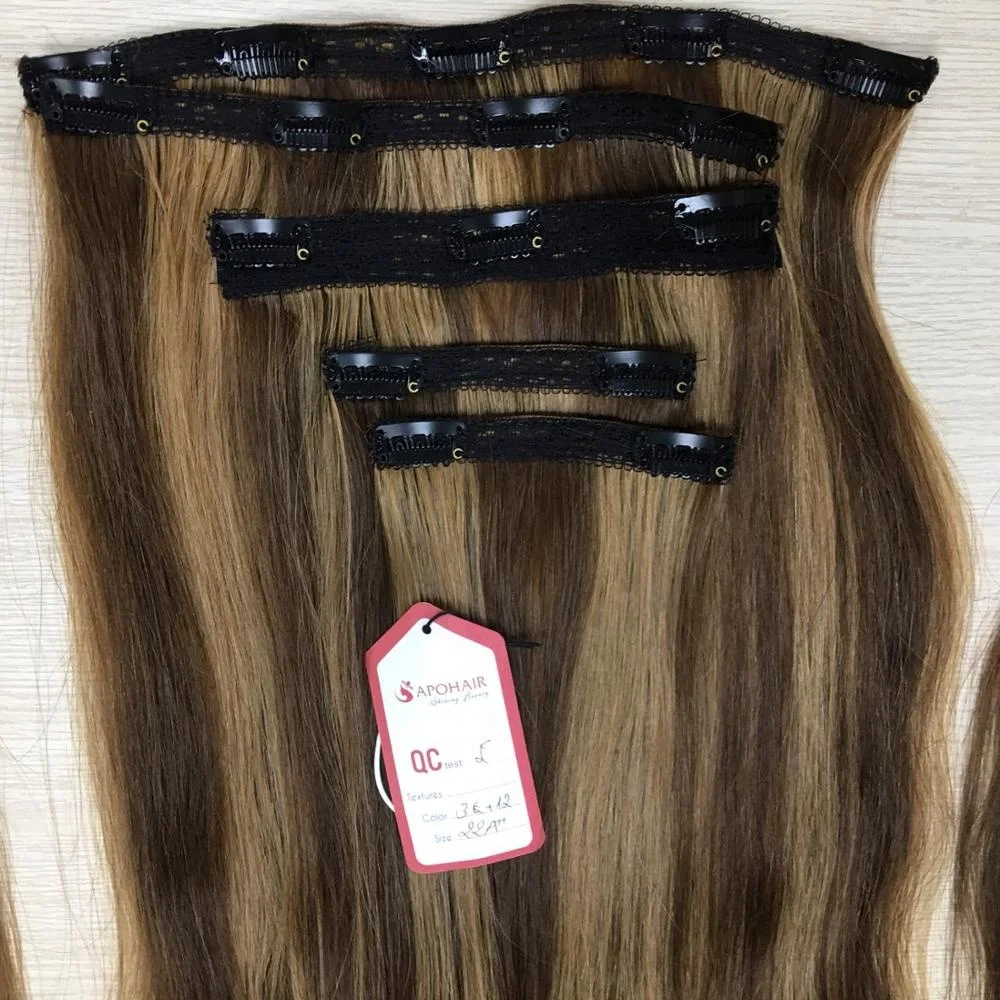 
Long Lasting Double Drawn Clip In Hair Extension mixpiano 100% Remy Human Clip on Remy Hair Clip mix color 