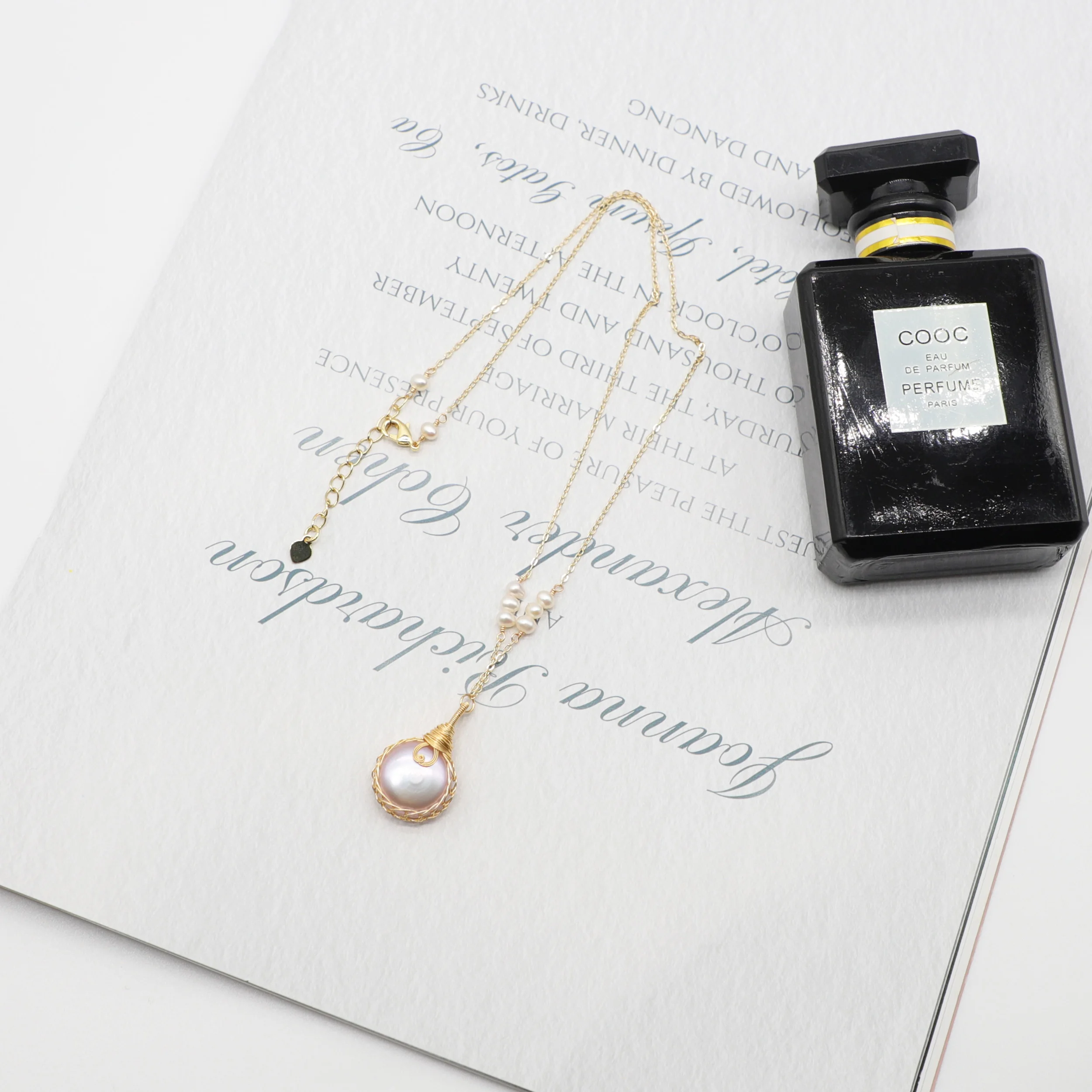 2020 modern handmade freshwater pearl necklace fashion  gold plated pearl necklace