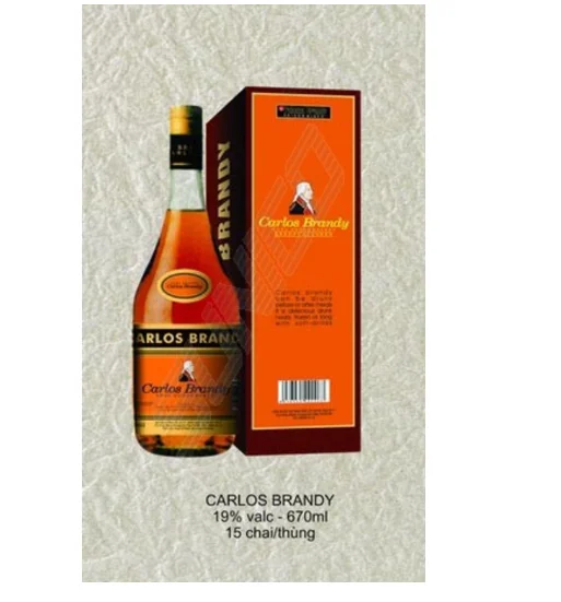 Wholesales Wine Whisky Carlos Brandy 19% valc - 670ml x 15 bottles From Viet Nam