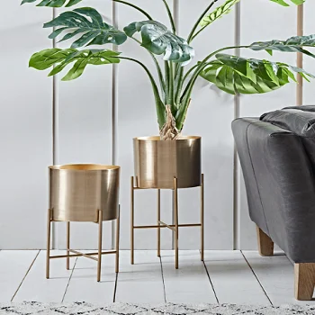 Высококачественный Регулируемый Золотой дисплей, латунный держатель полки для помещений с золотым покрытием, три стойки, латунный плантатор