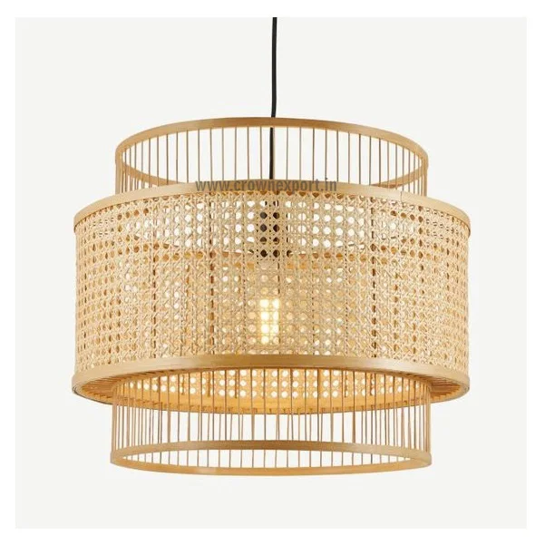 Designer Handmade Rattan Bamboo Woven Lampshade Hanging Pendant Light Lamp For Home Cafe Living Room At Best Market Price