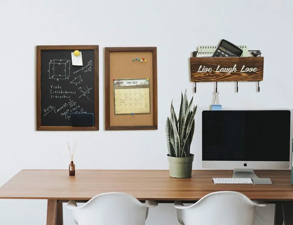 Rustic Hanging  Cork Board  Mail Sorters chalkboard with Key Hooks