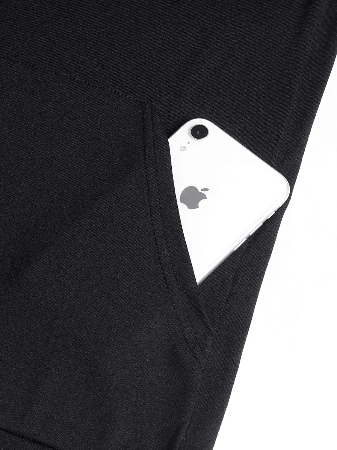 Women Solid Black With Floral Patch Hoodies Street Wear Styles