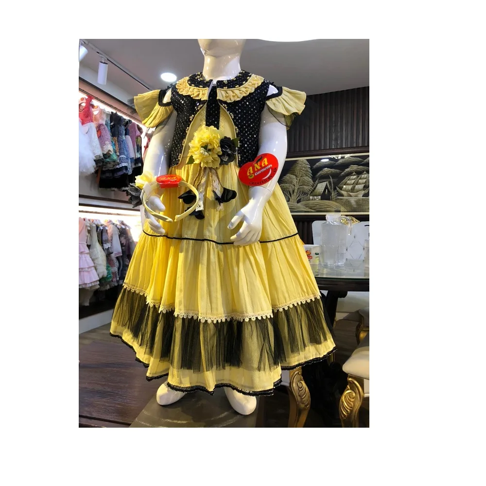 amazing design new style fancy design dress sequence design koti frock with flowers hairband