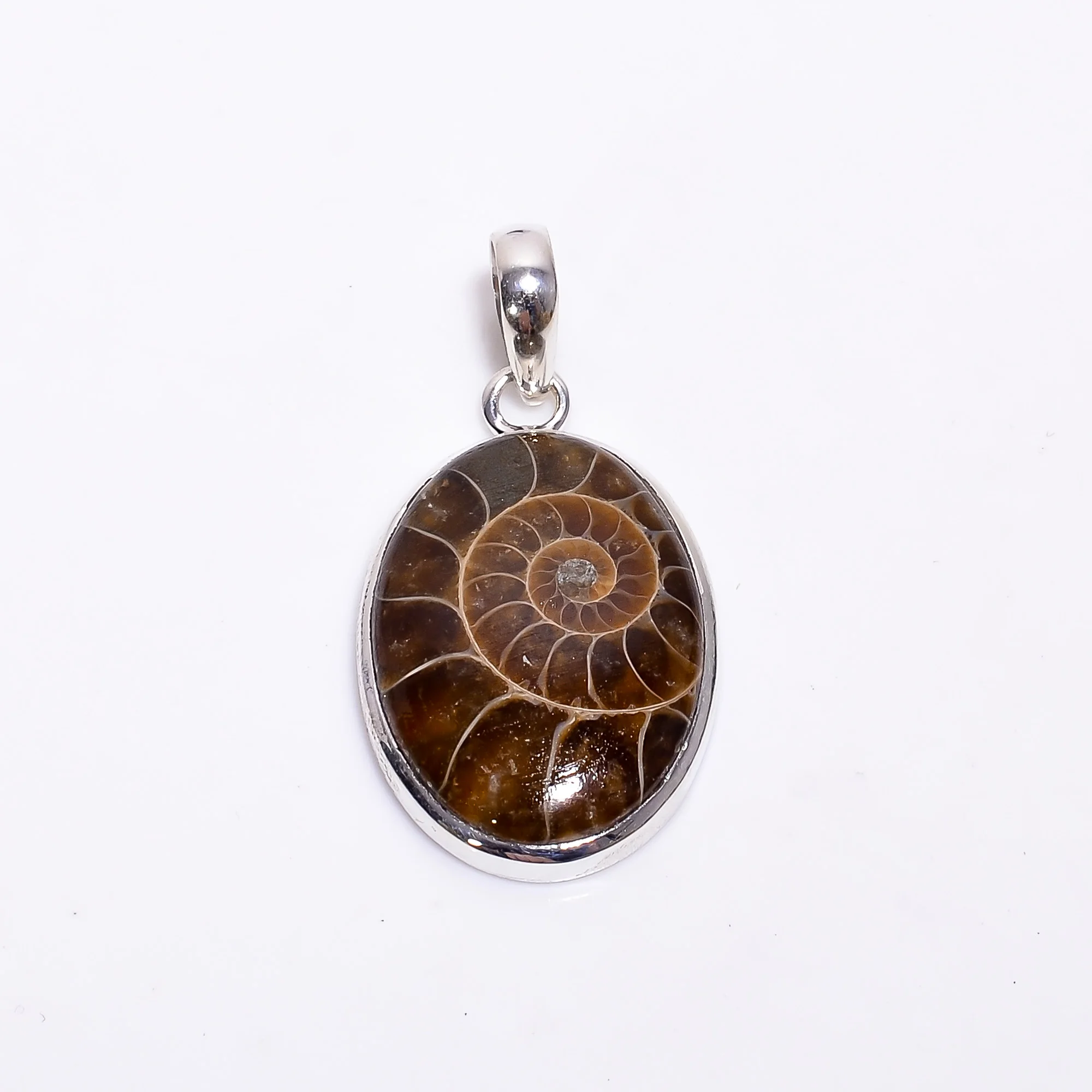 Pendant Jewelry Wholesale Ammonite Gemstone Cabochon Pendant Necklace 925 Sterling Silver Natural Gift Canada High Unisex India