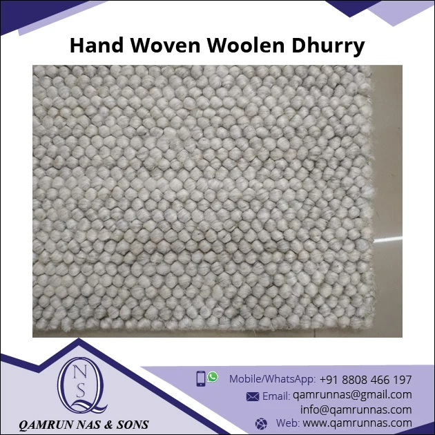 Leading Supplier of 100% Wool Hand Woven Woolen Dhurry Rug jute Dhurry at wholesale Price from India