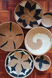 Wall Basket Decor Flat Rattan Wall Decor African Hanging Woven Wall Basket Decorative Boho Basket Unique