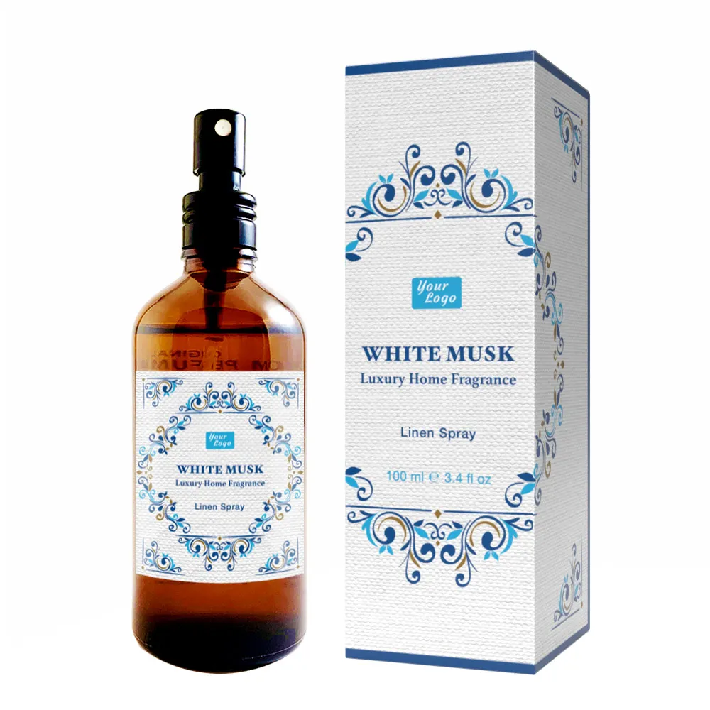 Private Label Natural Linen Spray Aromatic Air Freshener for Car Seats Furniture Curtain Bedding Pillow Linen 100ml Room Spray