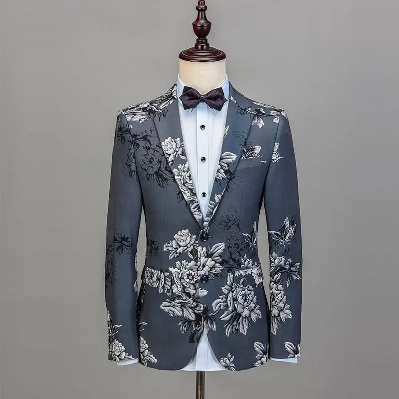 Flower toilor made mens wedding dress 2pcs suits slim fit party custom made suits men wedding dress suits