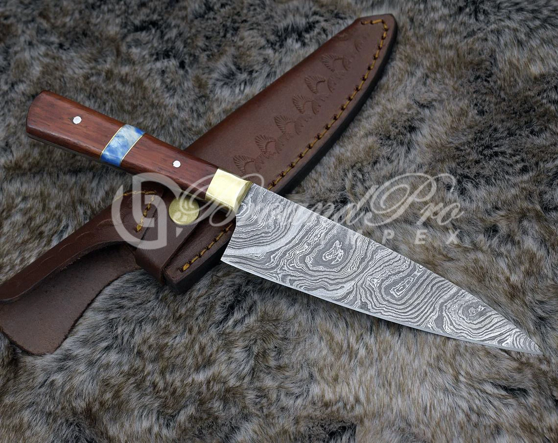  Нож шеф-повара из дамасской стали Профессиональный французский шеф-повар с экзотическим красным сердечком деревянная и композитная ручка 10 дюймов