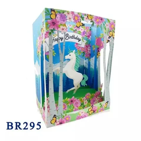 Wholesale Pony Birthday 3D Paper Unicorn Best Price Pop up Origami Kirigami Card for Gift Boxes for Bulk Export