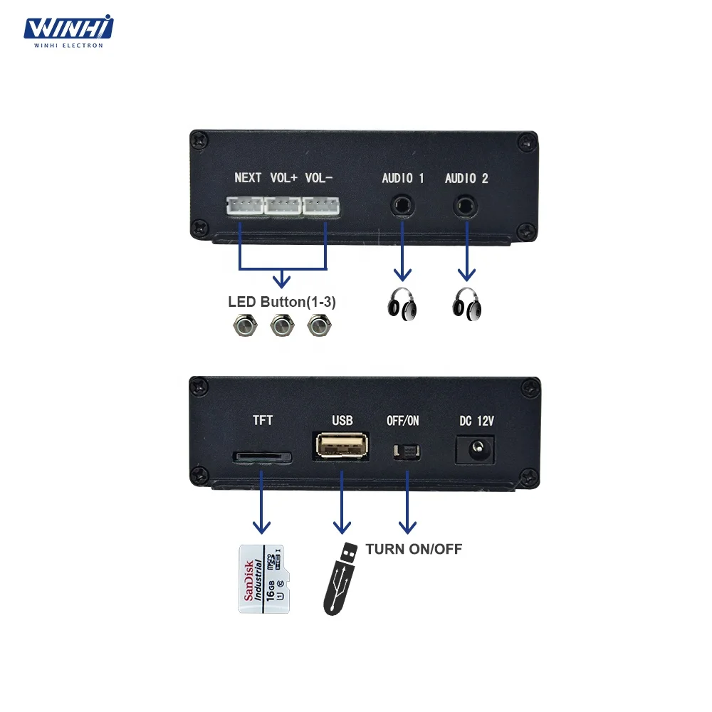 MPC100-AUDIO 3,5 мм 2 аудио-выхода LED кнопочный переключатель USB/TF Аудио плеер