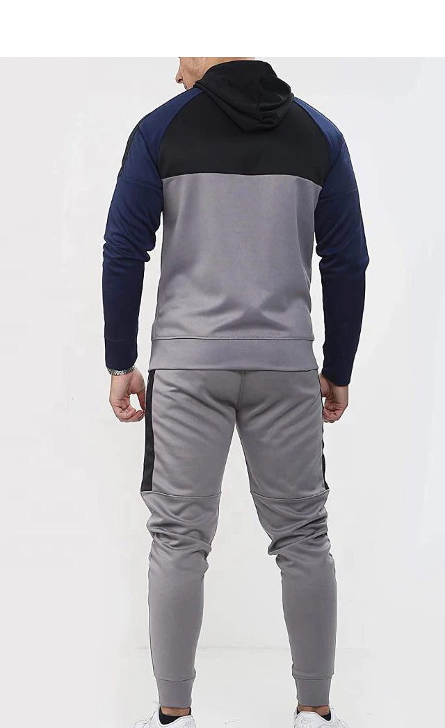 Wholesale OEM Fitted Sweat Suit Tracksuit Zipper Hooded Jogging Men Jogger Track Suit For Sale