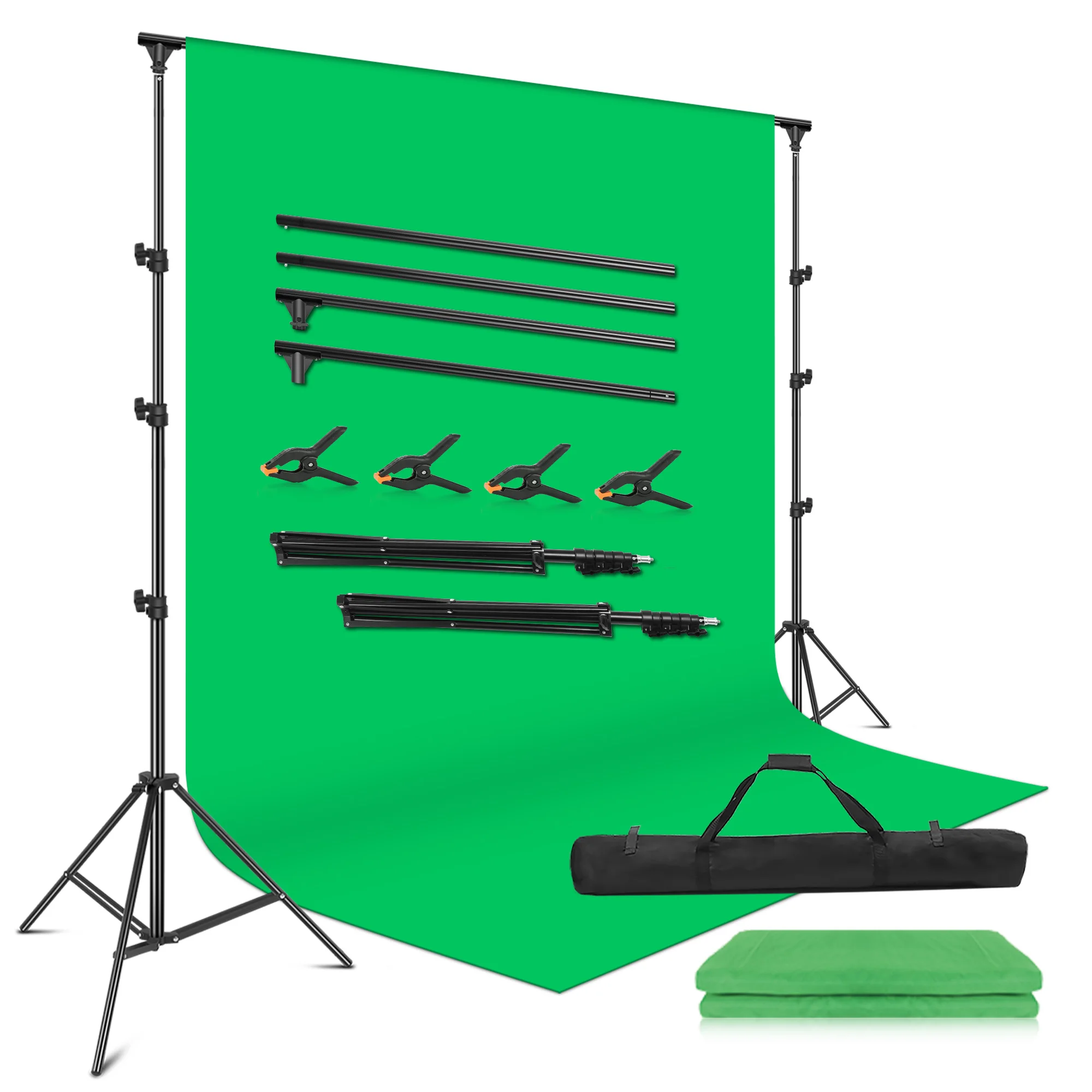 Heavy Duty Background Stand 2.6x3M Backdrop Support System and collapsible green screen Kit for Photography Photo Video Studio