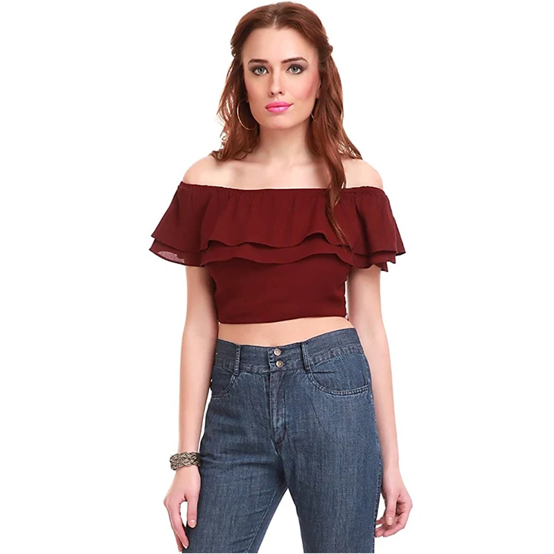 Unique Design Short Sleeve Crop Top Shirt Customized Logo 2021 New Design Summer Women Crop Top
