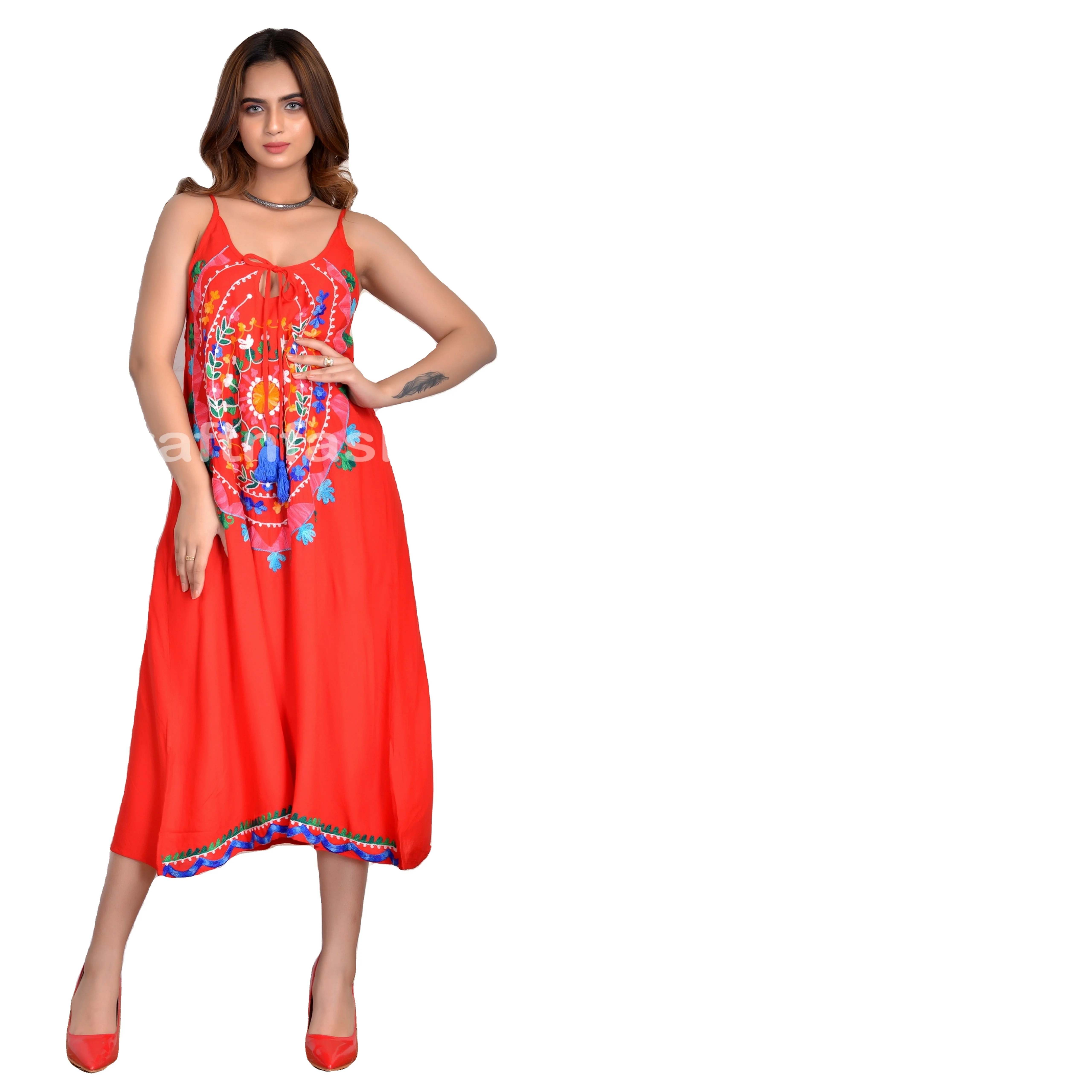 Buy Summer Fashion Mexican Boho Dress Vintage Bohemian Style Mexican Embroidered Dress Beach wear For Sale