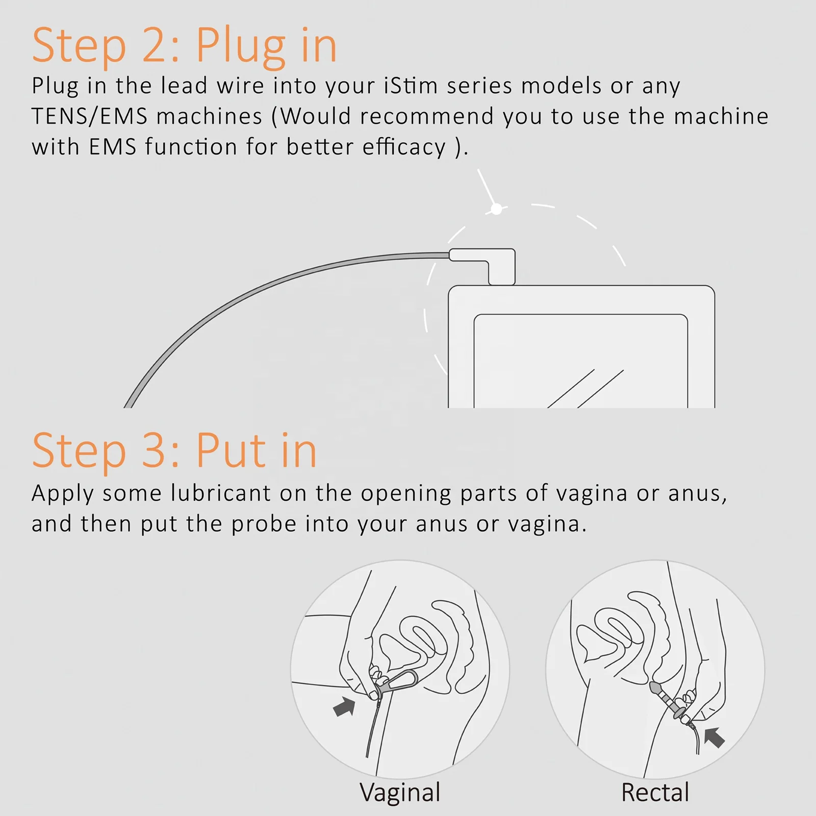 PR-13A Medical Steel and ABS Rehabilitation Probe for Rectal Use US Plug Type Class II Instrument 1-Year Warranty
