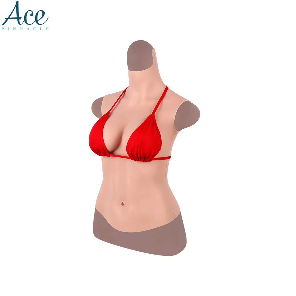 Хэллоуин чашка G половина тела Высокий воротник пригодный для носки Реалистичный искусственный твердый силиконовый боди для груди для шлема