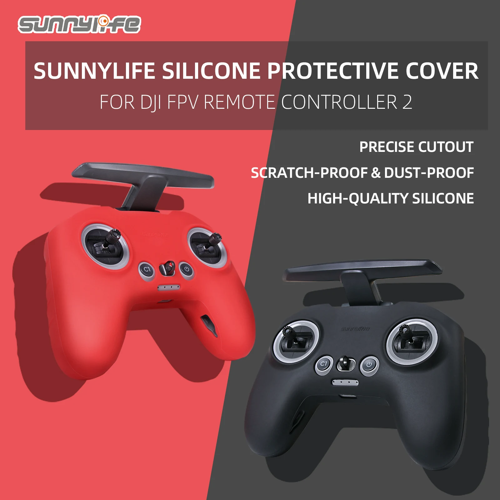 Sunnylife Accessories Silicone Scratch-proof Protective Cover Dust-proof Sleeve for DJI FPV Remote Controller 2