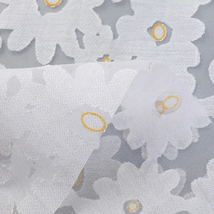 Wholesale Stock Fabric Sparkle Foil Daisy Flower Glitter Tulle Bridal Chiffon Fabric For Wedding Dress