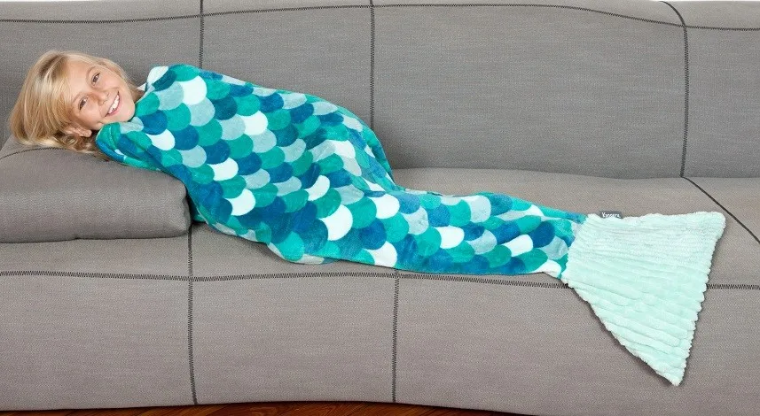 Amazon Hot Sales 100% Polyester High Quality Fleece Sleeping Bag Cuddle Soft Mermaid Tail Blanket Kids Christmas Cartoon