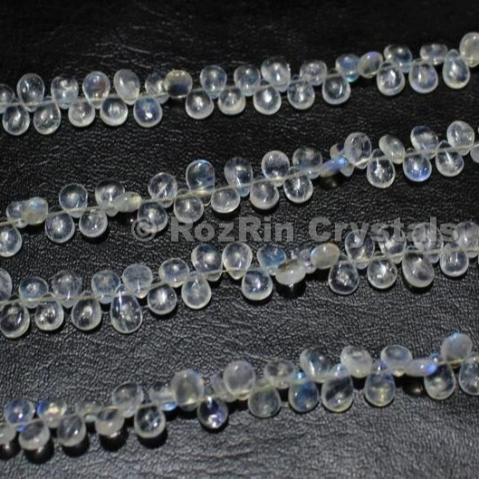 Natural Rainbow Moonstone Smooth Pear Briolettes Beads Online