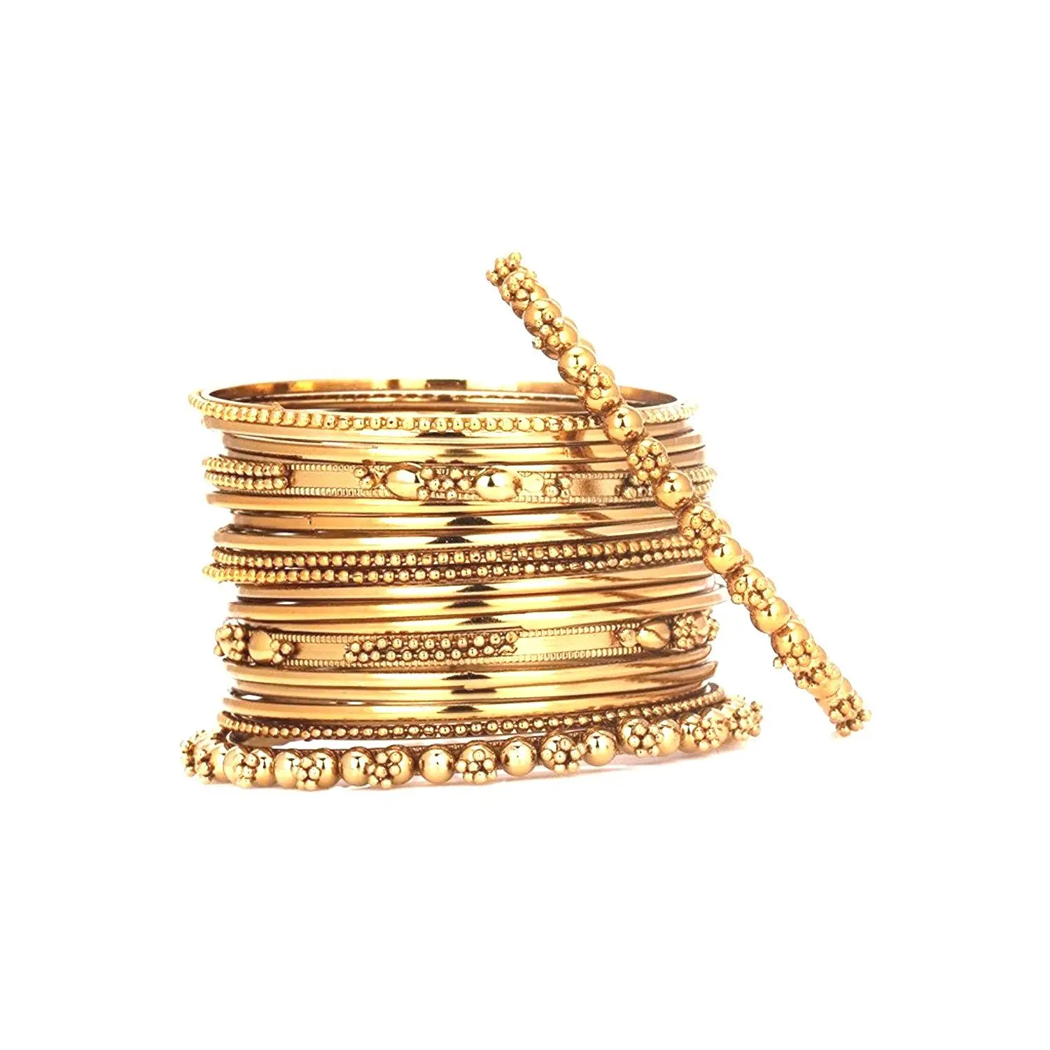 Boho Vintage Antique Gypsy Tribal Indian Oxidised Gold Plated Beads Bracelets Bangle Set (20 Pc)