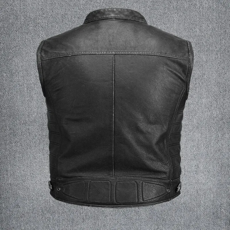 Высококачественный стильный классический дизайнерский жилет из овечьей кожи для мужчин
