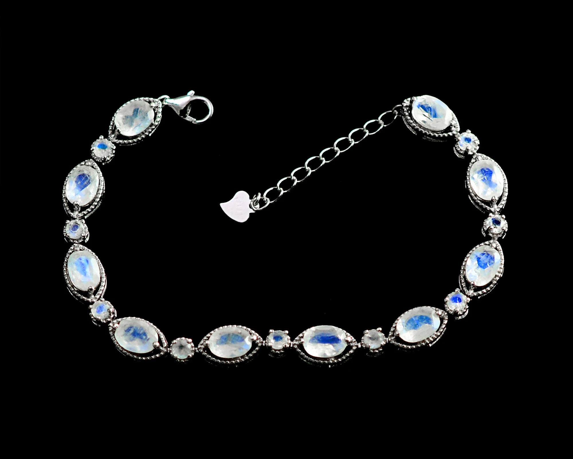 Удивительный Радужный Лунный Камень Овальной круглой формы натуральный драгоценный камень 925 пробы серебряные женские ювелирные изделия цепочка-браслет от джайпура экспортер