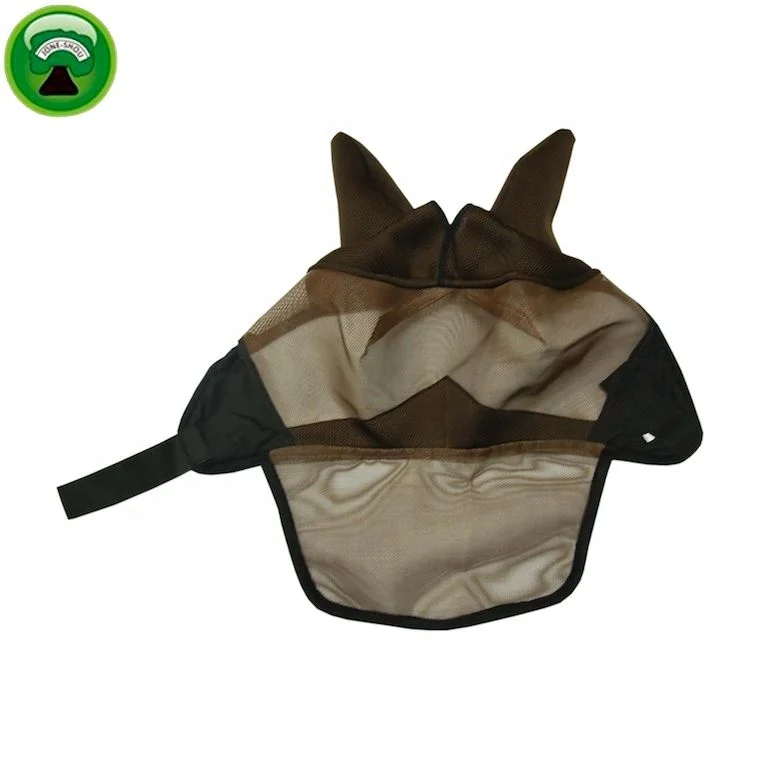 Mesh horse riding fly mask with ears nose cover
