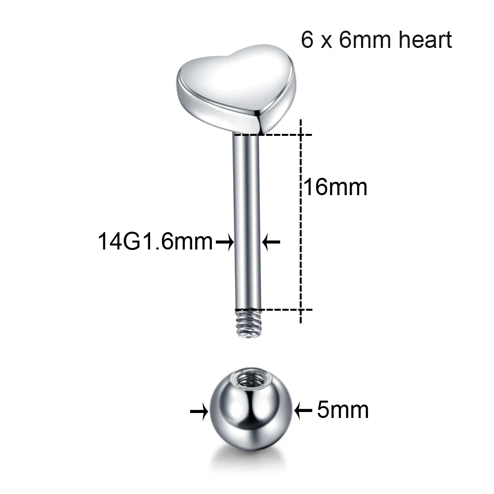Hot sale products 2022 316 stainless steel heart best tongue rings piercing jewelry love heart tongue cock ring