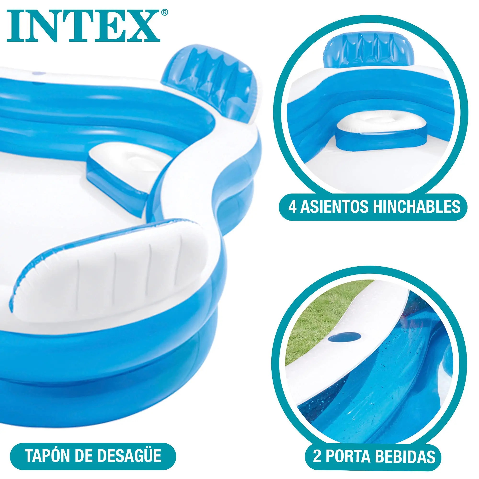 Intex 12-56475NP Pool Swim Center Family Lounge Inflatable Pool For Family