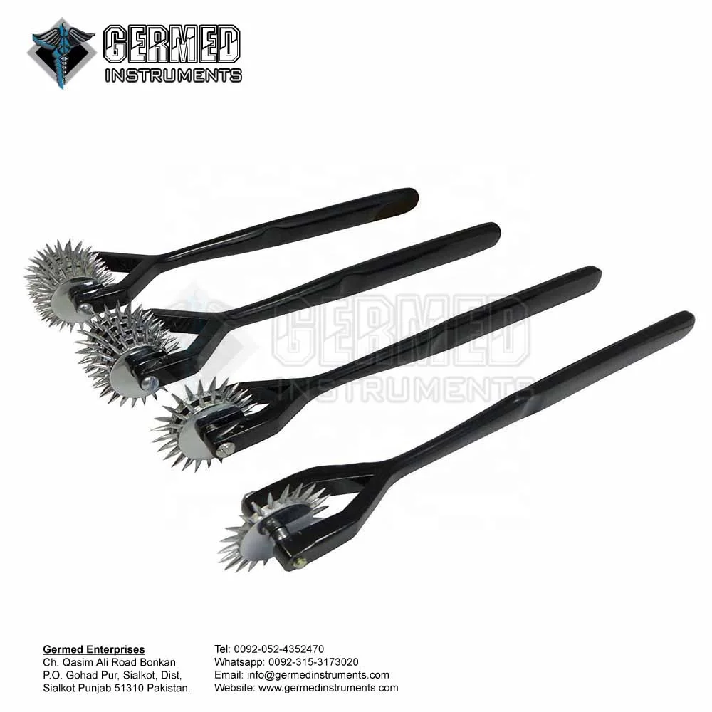Supplier Wholesale Customized Stainless Steel Black Coated Wartenberg Pinwheel Dual 2 Row Medical Diagnostic Sensory Tool GERMED