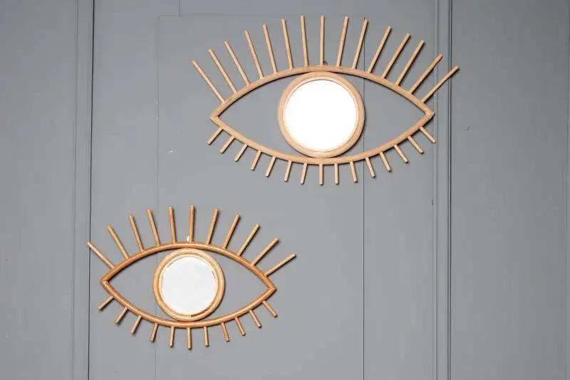New Trend Decor House in 2021 Rattan Mirror Eye Hanging Wall Natural Rattan Unique Design Mirror Made in Vietnam