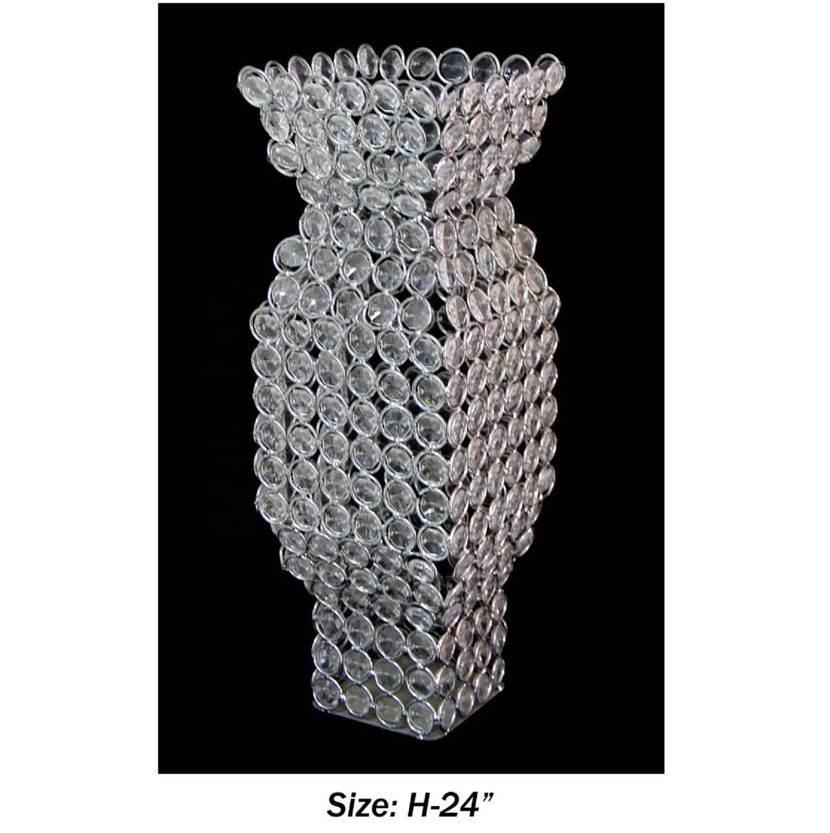 Iron and glass beaded Silver crystal Hotel table and floor decoration vase