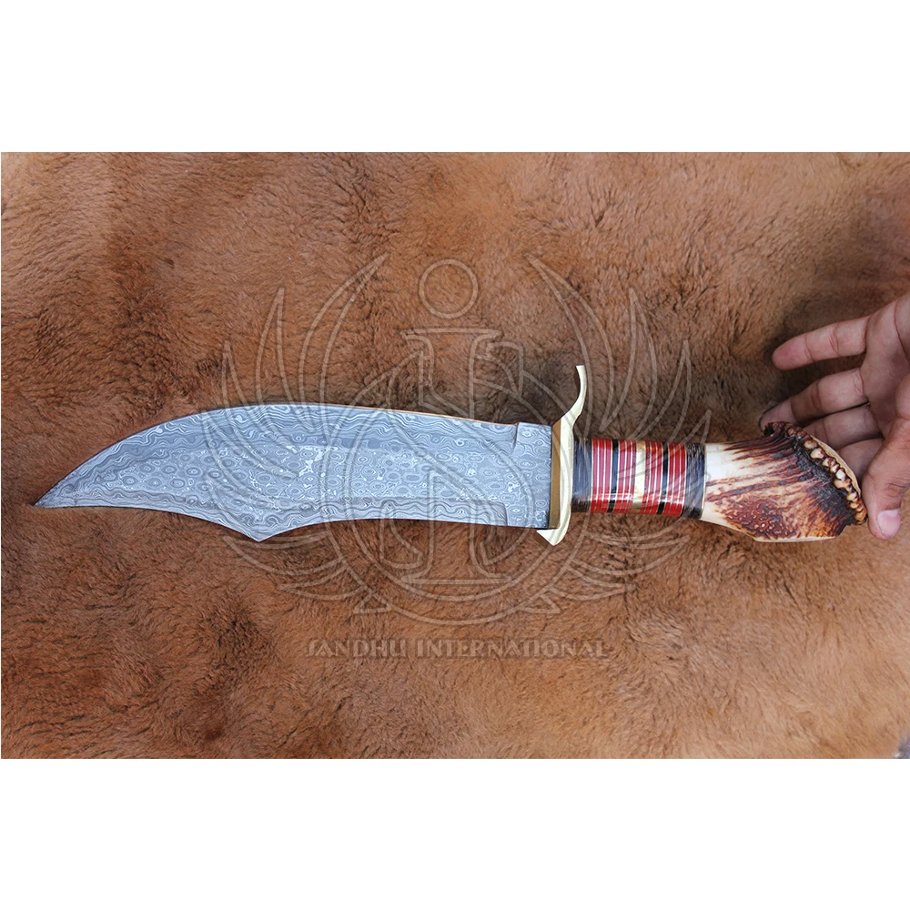 Красивый охотничий нож ручной работы из дамасской стали/ручка для оленя