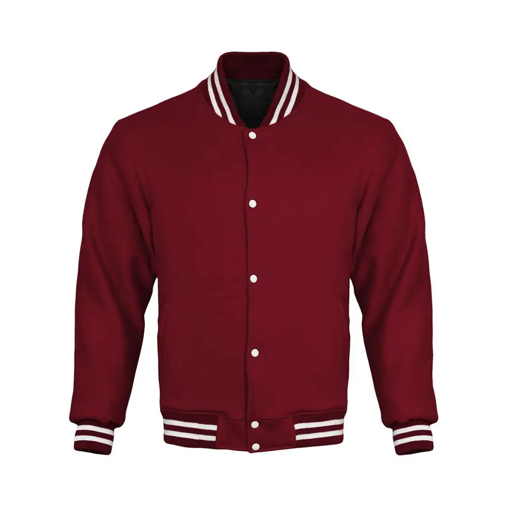 100% Wool Baseball Letterman Jacket Leather Sleeve Sports Varsity Jacket Low MOQ Custom Varsity Letterman Custom Embroidered