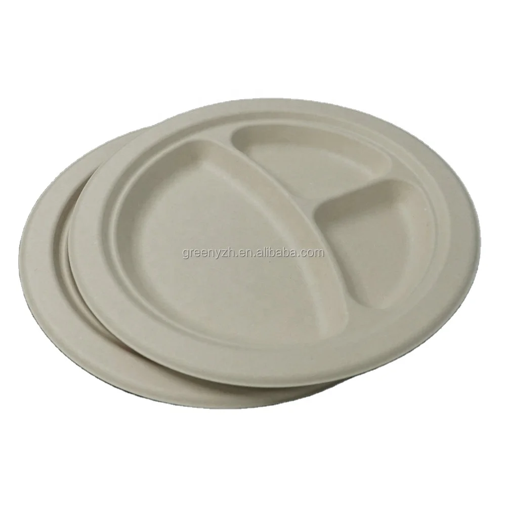 Bagasse 3 Compartment Tray Disposable Bagasse Catering Trays Wholesale Biodegradable Compostable Tray