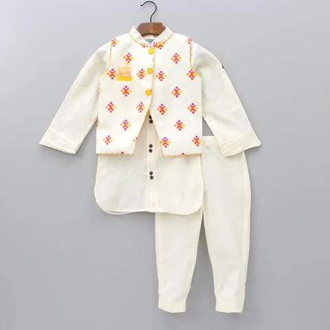 Детская Этническая традиционная Стильная белая куртка и пижама с курткой для особых случаев разноцветная работы