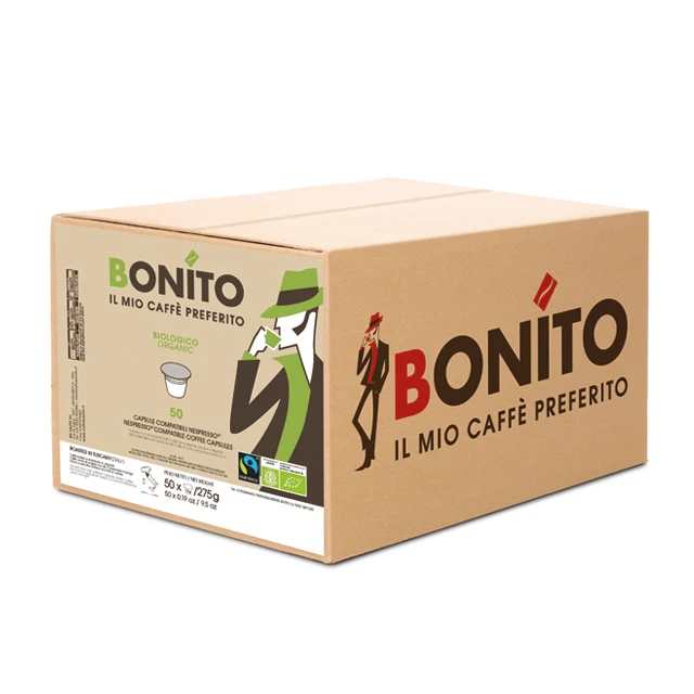 Coffee made in Italy box with 50 bio fair trade compatible capsules