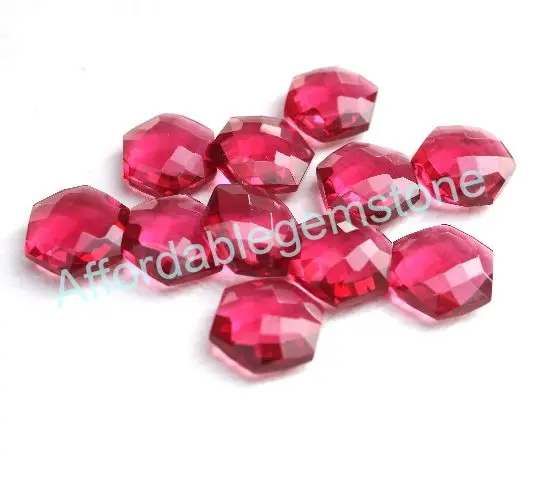 Rubylite quartz polished faceted handmade gemstone top drilled gemstones hexagon shape healing crystal affordable gems