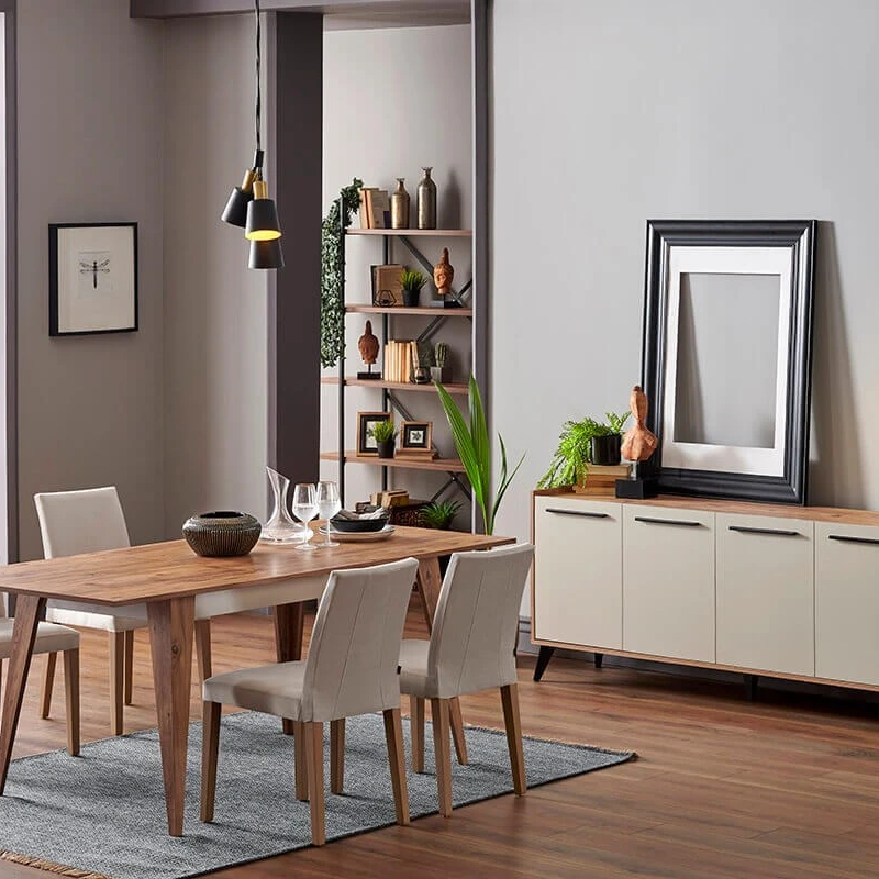 New Modern Foshan Style Dining Room Furniture Set Table Chairs Console Cabinet Dinner Table Dining Room (iDER Misis)