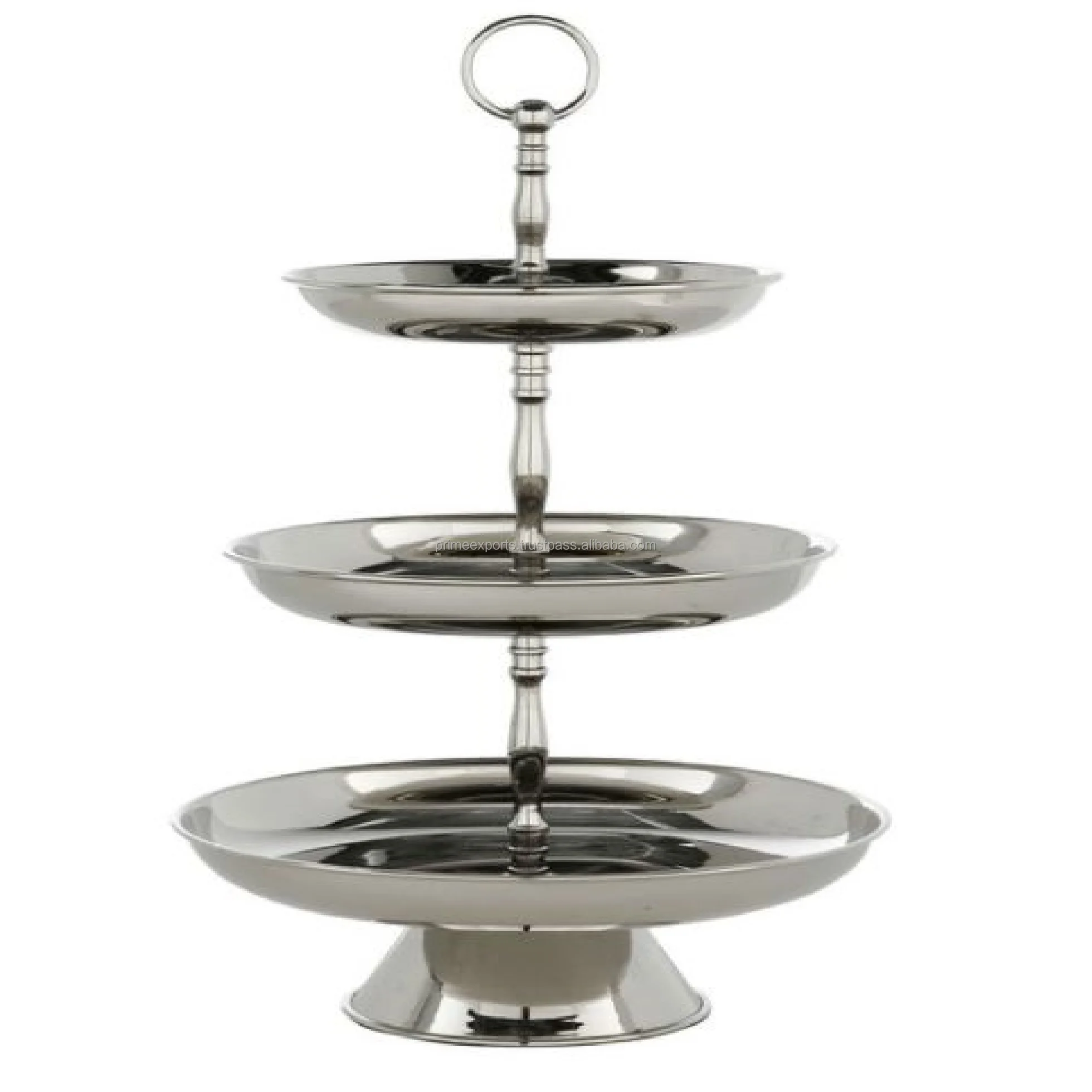 Galvanized three Tier Round Cake Stand With Shinny Polished For Wedding Events  And Festive Decors